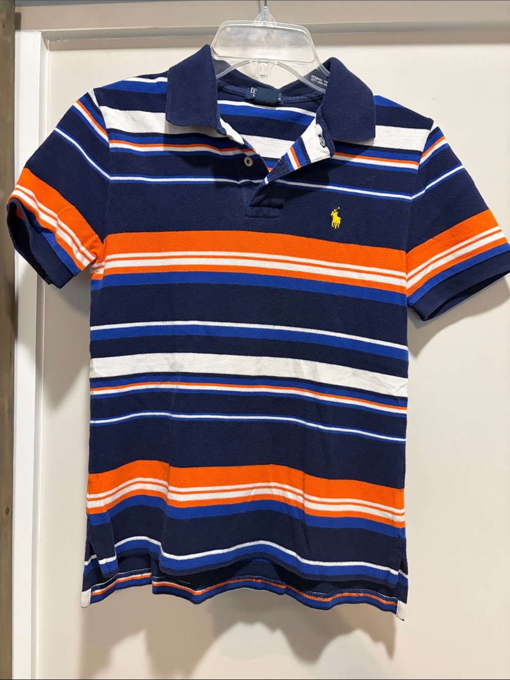 Polo by Ralph Lauren Navy, Orange & White Striped Polo